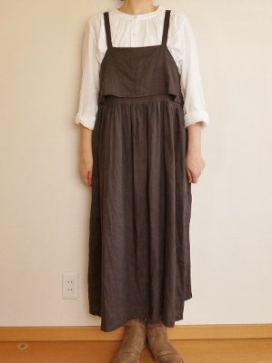 【KHAITE】BLACK 裾ギャザー ラッフル キャミ ドレス/ワンピース
